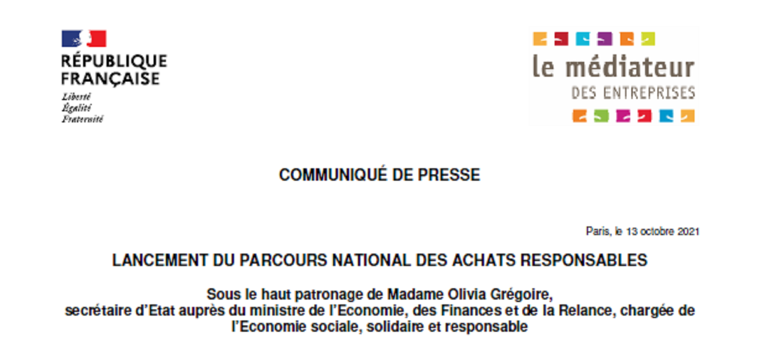 COMMUNIQUÉ DE PRESSE |  LANCEMENT DU PARCOURS NATIONAL DES ACHATS RESPONSABLES