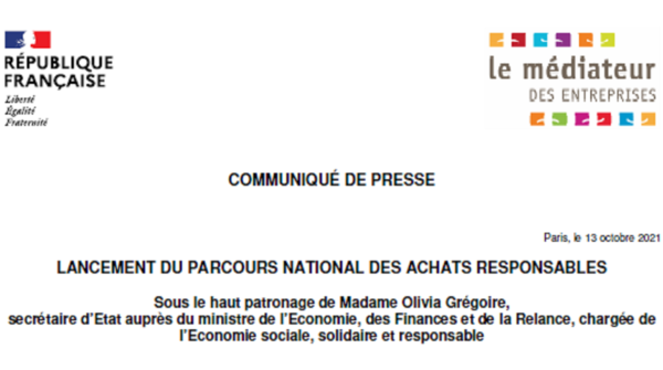 COMMUNIQUÉ DE PRESSE |  LANCEMENT DU PARCOURS NATIONAL DES ACHATS RESPONSABLES